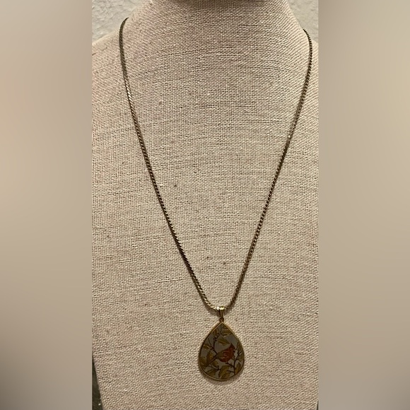 vintage Reed & Barton Damascene cardinal bird design necklace - Picture 4 of 4
